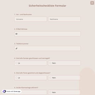 Sicherheitscheckliste Formular