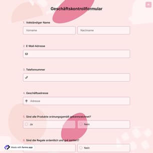 Geschäftskontrollformular