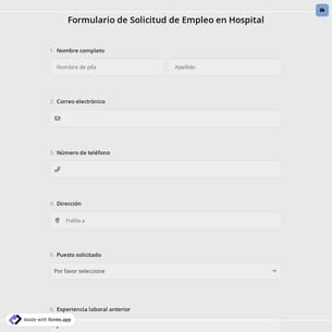 Formulario de Solicitud de Empleo en Hospital