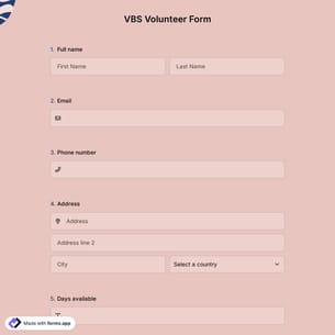VBS Volunteer Form