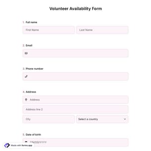 Volunteer Availability Form