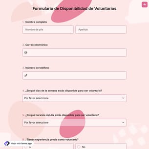 Formulario de Disponibilidad de Voluntarios