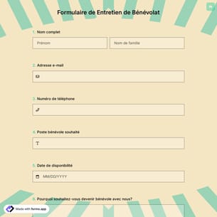 Formulaire de Entretien de Bénévolat