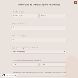 Formulario de Entrevista para Voluntarios