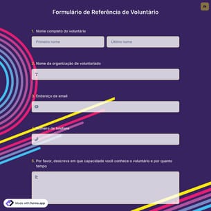 Formulário de Referência de Voluntário
