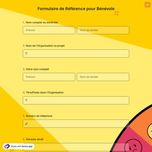 Formulaire de Référence pour Bénévole