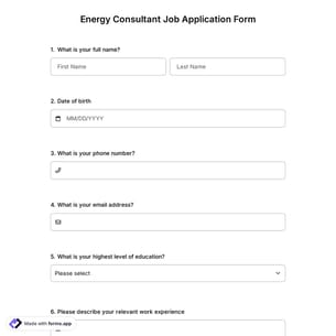 Energy Consultant Job Application Form