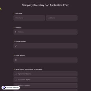 Company Secretary Job Application Form
