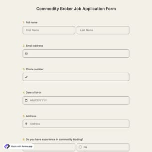 Commodity Broker Job Application Form