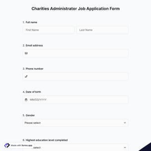 Charities Administrator Job Application Form