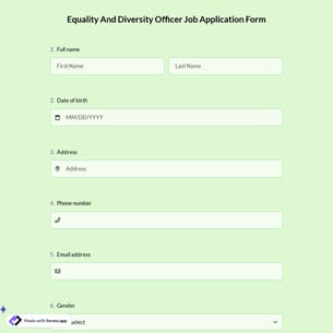 Equality And Diversity Officer Job Application Form