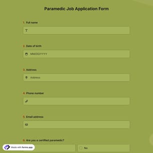 Paramedic Job Application Form