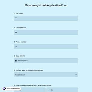 Meteorologist Job Application Form