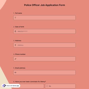 Police Officer Job Application Form