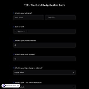 TEFL Teacher Job Application Form
