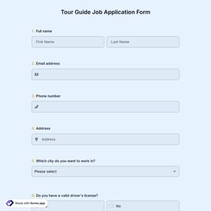Tour Guide Job Application Form