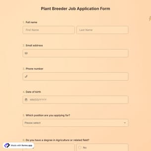 Plant Breeder Job Application Form