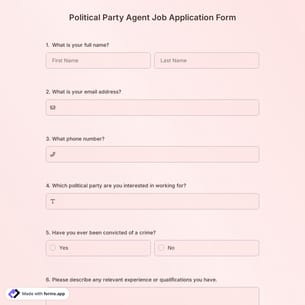 Political Party Agent Job Application Form