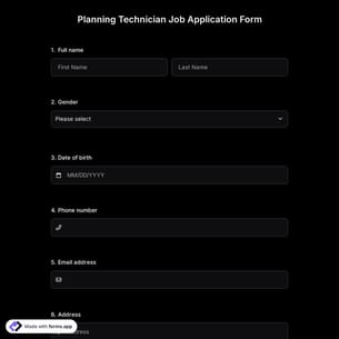 Planning Technician Job Application Form