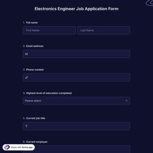 Electronics Engineer Job Application Form
