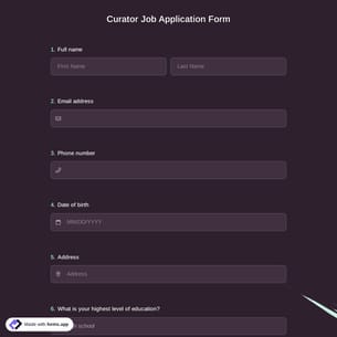 Curator Job Application Form