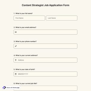 Content Strategist Job Application Form