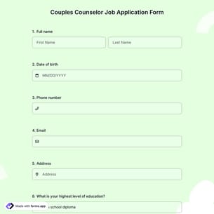 Couples Counselor Job Application Form