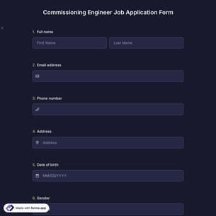 Commissioning Engineer Job Application Form