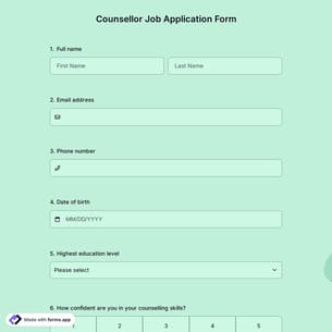 Counsellor Job Application Form