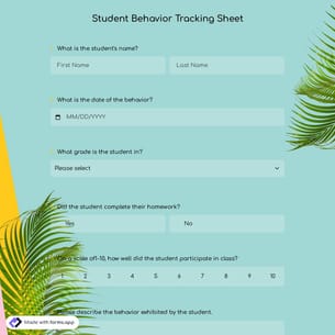 Student Behavior Tracking Sheet