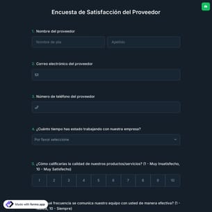 Encuesta de Satisfacción del Proveedor