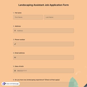 Landscaping Assistant Job Application Form