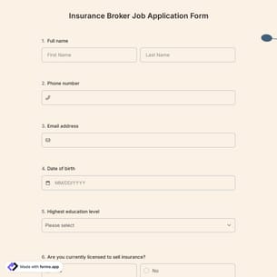 Insurance Broker Job Application Form
