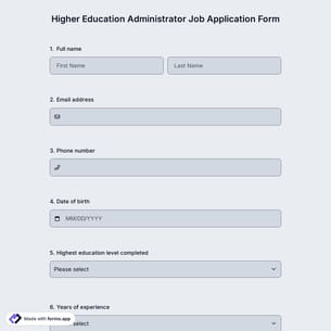 Higher Education Administrator Job Application Form
