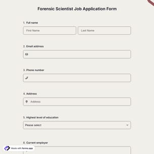 Forensic Scientist Job Application Form