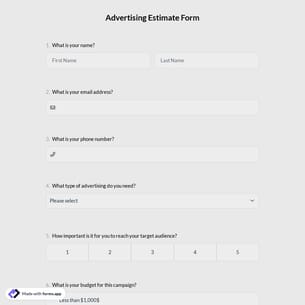 Advertising Estimate Form