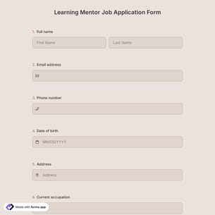 Learning Mentor Job Application Form