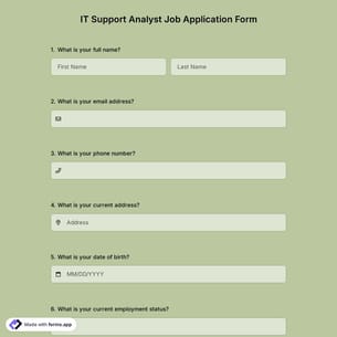IT Support Analyst Job Application Form