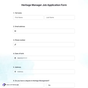 Heritage Manager Job Application Form