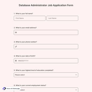 Database Administrator Job Application Form