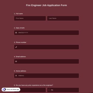 Fire Engineer Job Application Form