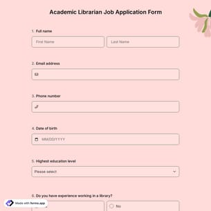 Academic Librarian Job Application Form