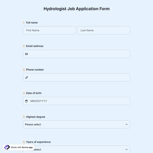 Hydrologist Job Application Form