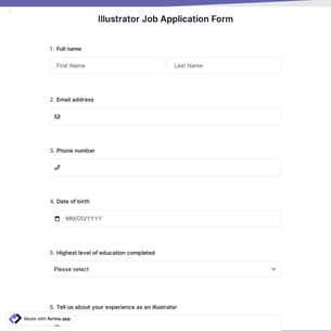 Illustrator Job Application Form