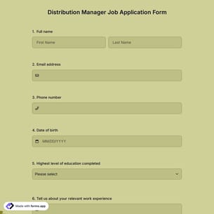 Distribution Manager Job Application Form