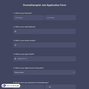 Dramatherapist Job Application Form