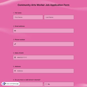 Community Arts Worker Job Application Form