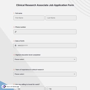 Clinical Research Associate Job Application Form