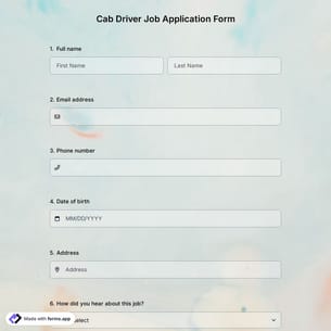 Cab Driver Job Application Form