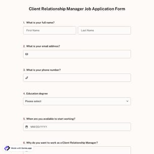 Client Relationship Manager Job Application Form